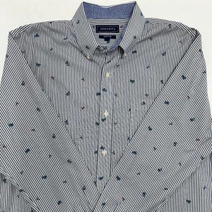 Dress Shirt Crown & Ivy Button Down Long Sleeve Size Large Red White Blue